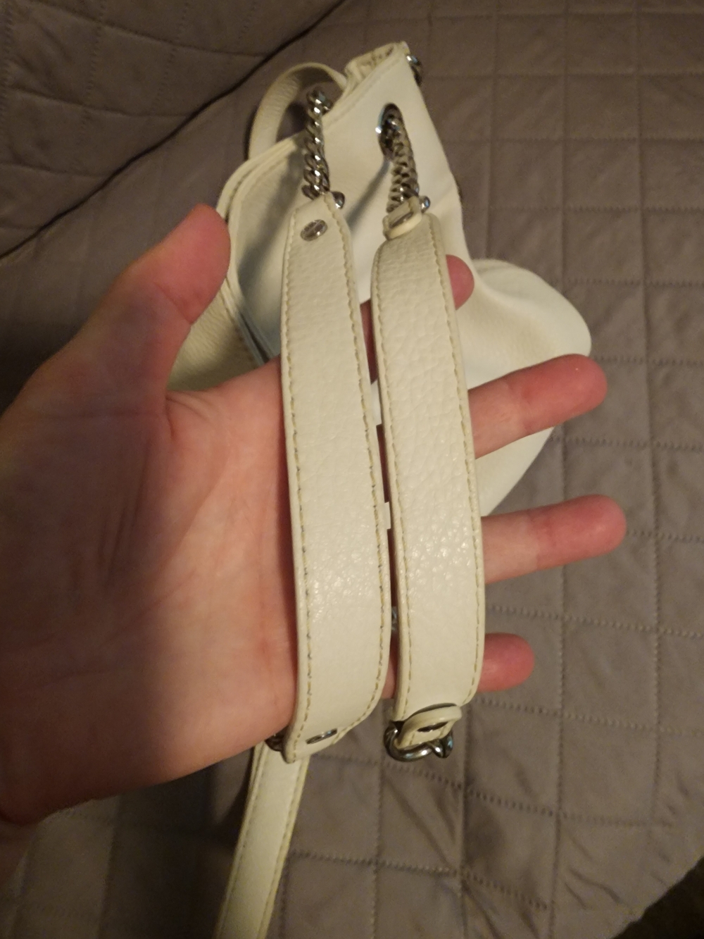 Michael Kors White Leather Chain-Handle Hobo Bag - Picture 4 of 6